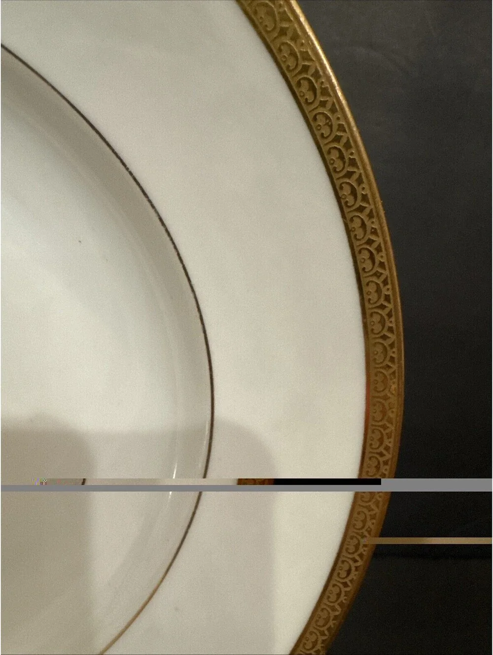 Antique Limoges (4)  L. Royer Gold Encrusted Rim Coupe Pasta Bowl 9” France